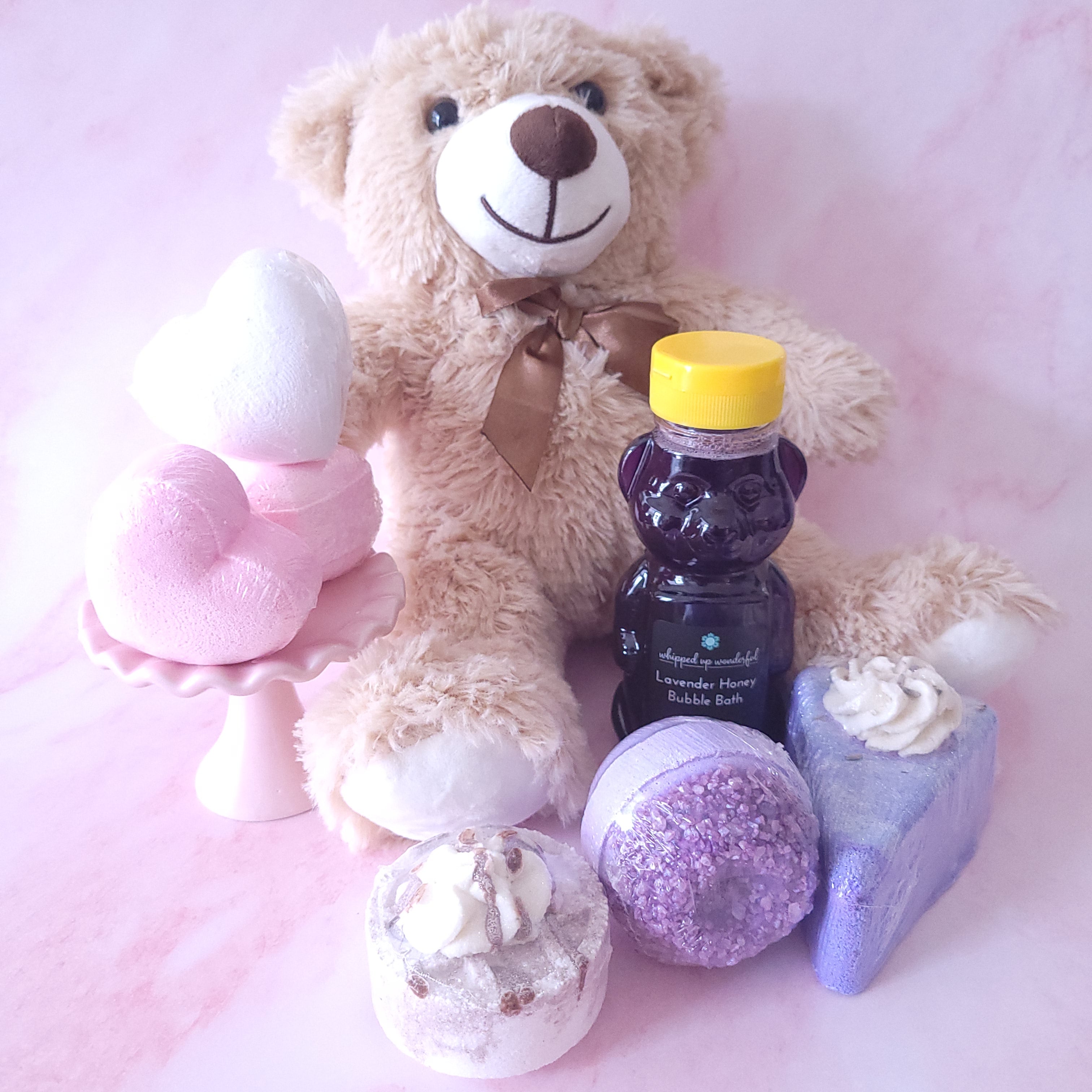 Lavender-Stuffed Animals Gift Basket